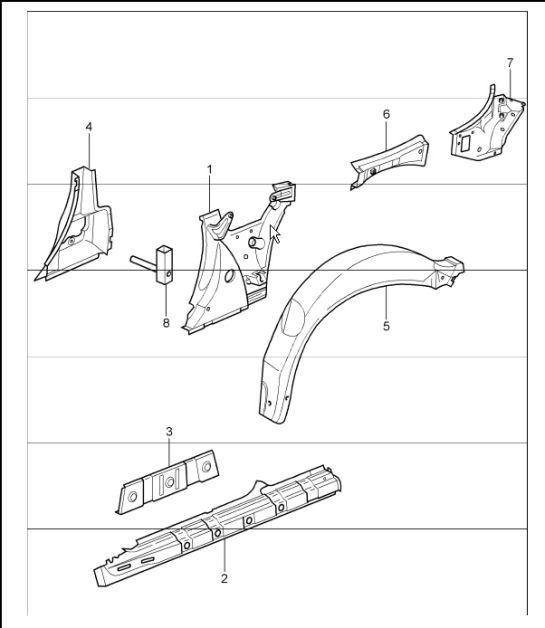 Diagram 801-65 Porsche 996 (911) (1997-2005) Body