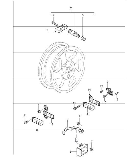 Diagram 601-05 Porsche 997 (911) MK1 2005-2008 Wheels, Brakes