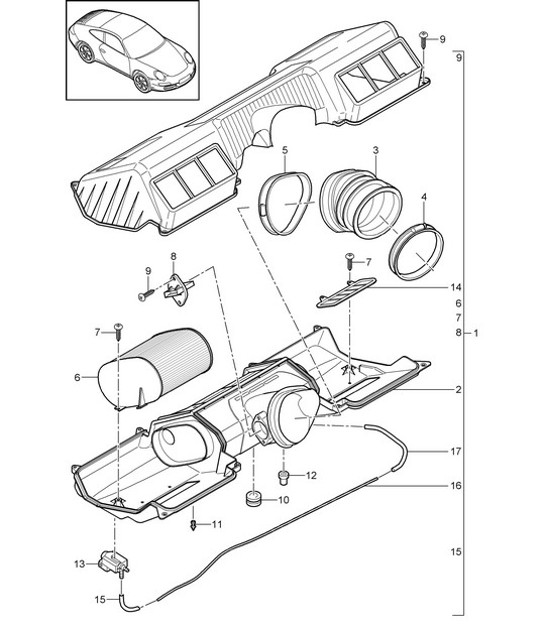 Diagram 106-000 Porsche 997 (911) MK2 2009-2012 Engine