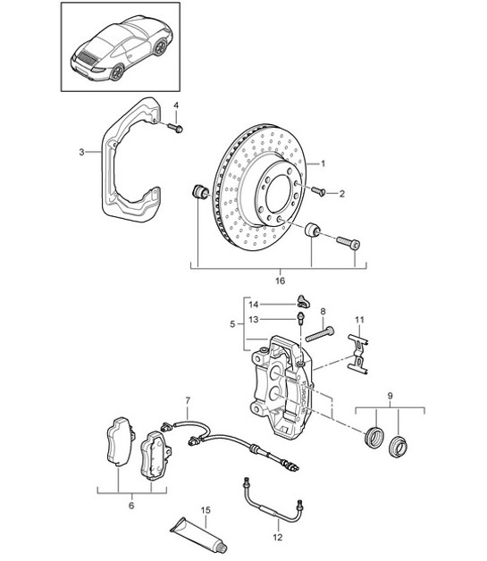 Diagram 603-002 Porsche Cayman GTS 718 2.5L Manual (365 ch) Roues, Freins
