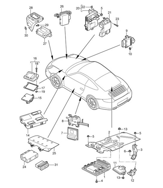 Diagram 901-003 Porsche 997 (911) MK2 2009-2012 Electrical equipment