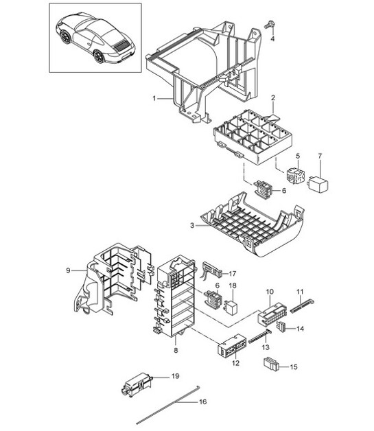 Diagram 902-000 Porsche 997 (911) MK2 2009-2012 Electrical equipment