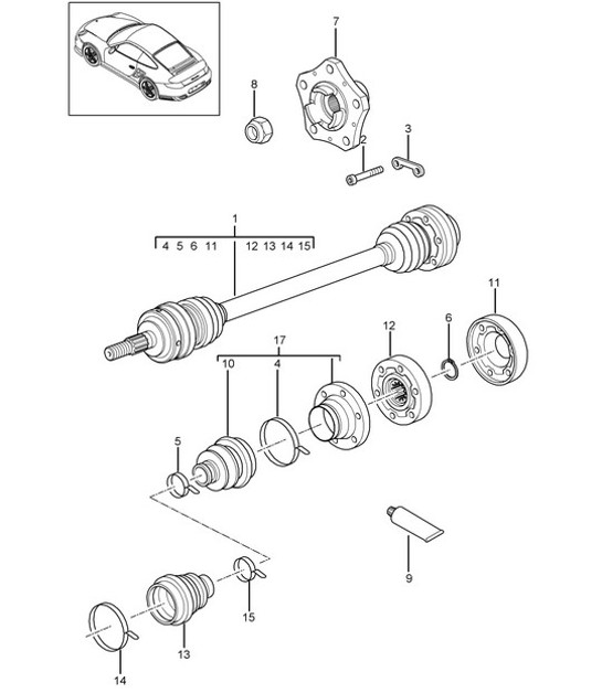 Diagram 501-005 Porsche 997 (911) MK2 2009-2012 Rear Axle