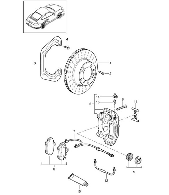 Diagram 603-001 Porsche 997 (911) MK2 2009-2012 Wheels, Brakes