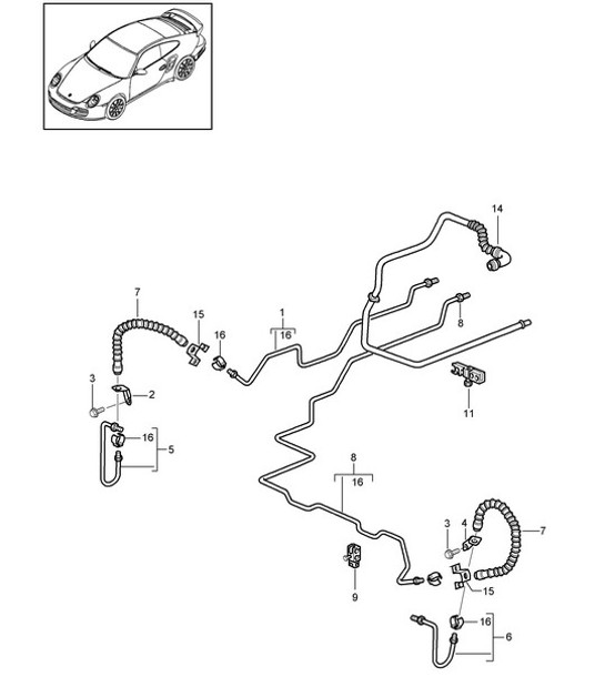 Diagram 604-015 Porsche 997 (911) MK2 2009-2012 Wheels, Brakes