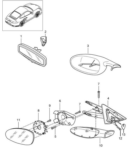 Diagram 809-010 Porsche 997 (911) MK2 2009-2012 Body