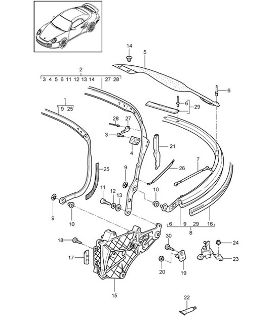 Diagram 811-010 Porsche 997 (911) MK2 2009-2012 Body