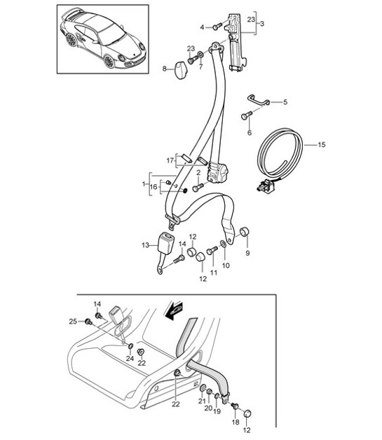 Diagram 812-000 Porsche 997 (911) MK2 2009-2012 Body