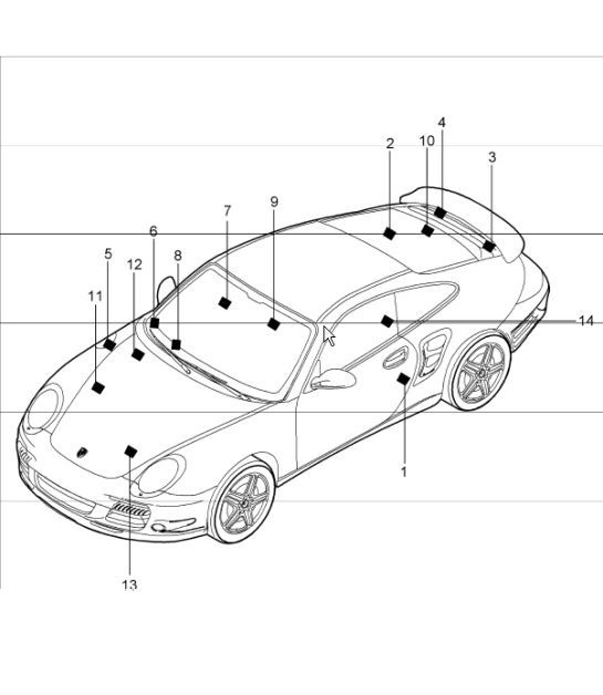 Diagram 001-05 Porsche 997 (911) MK1 2005-2008 Accessories & others 