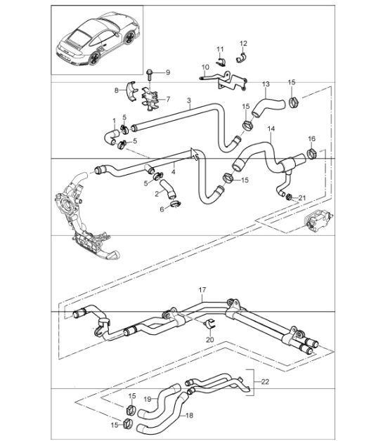 Diagram 105-03 Porsche 997 (911) MK1 2005-2008 Engine