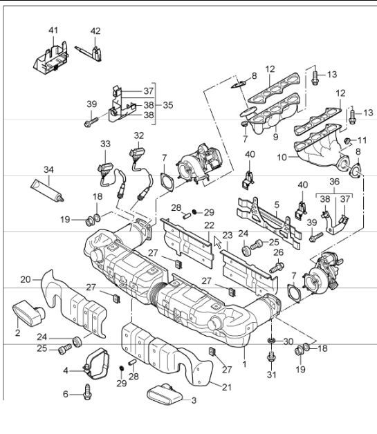 Diagram 202-00 Porsche 911 & 912 (1965-1989) Fuel System, Exhaust System