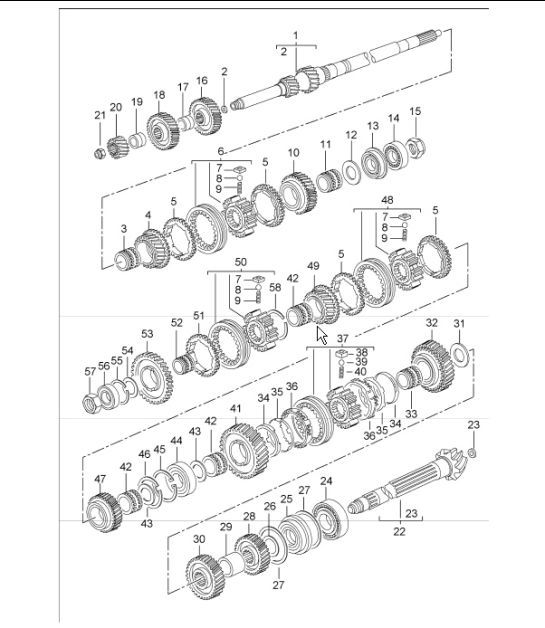 Diagram 303-11 Porsche 997 (911) MK1 2005-2008 Transmission