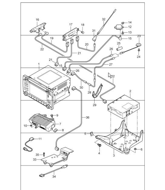 Diagram 911-01 Porsche 997 (911) MK1 2005-2008 Electrical equipment