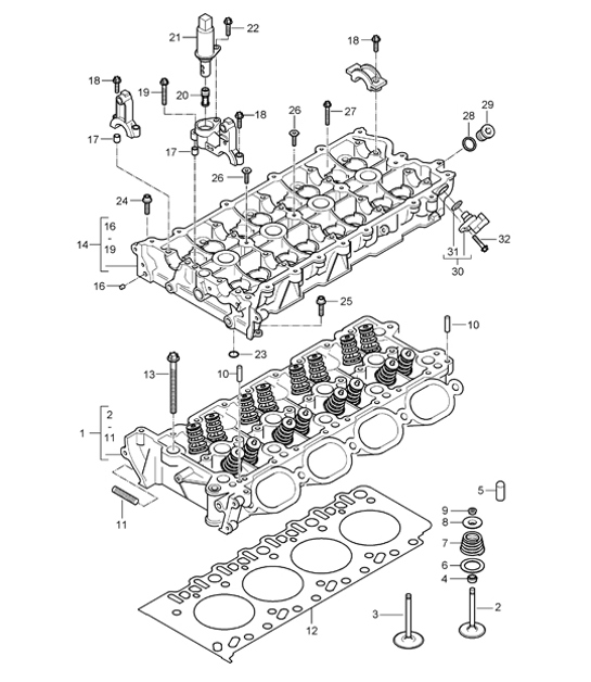 Diagram 103-00 Porsche Cayenne 9PA (955) 2003-2006 Engine