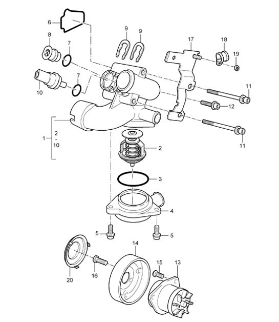 Diagram 105-02 Porsche Cayenne 9PA (955) 2003-2006 Engine