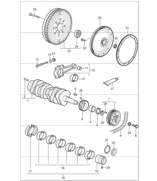 Diagram 102-00 Porsche 996 (911) (1997-2005) Engine