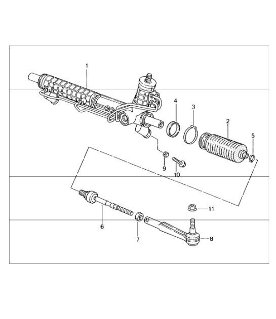 Diagram 403-00 Porsche 996 (911) (1997-2005) Front Axle, Steering 