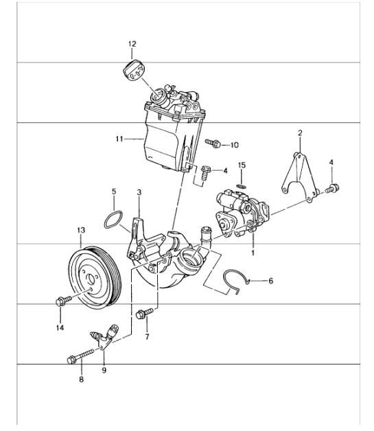 Diagram 403-03 Porsche 996 (911) (1997-2005) Front Axle, Steering 