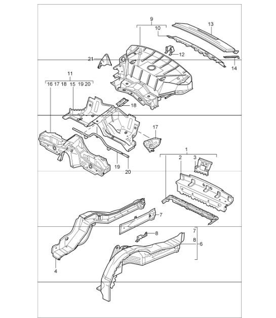 Diagram 801-35 Porsche 996 (911) (1997-2005) Body