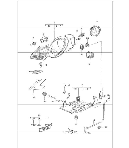 Diagram 905-00 Porsche 996 (911) (1997-2005) Electrical equipment