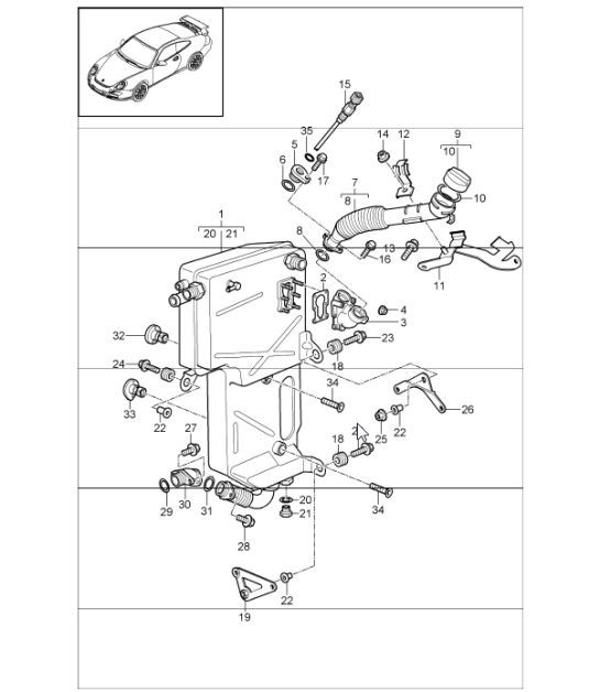 Diagram 104-07 Porsche 997 (911) MK1 2005-2008 Engine