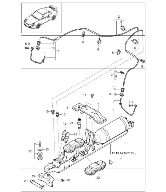 Diagram 402-03 Porsche 997 (911) MK1 2005-2008 Front Axle, Steering 