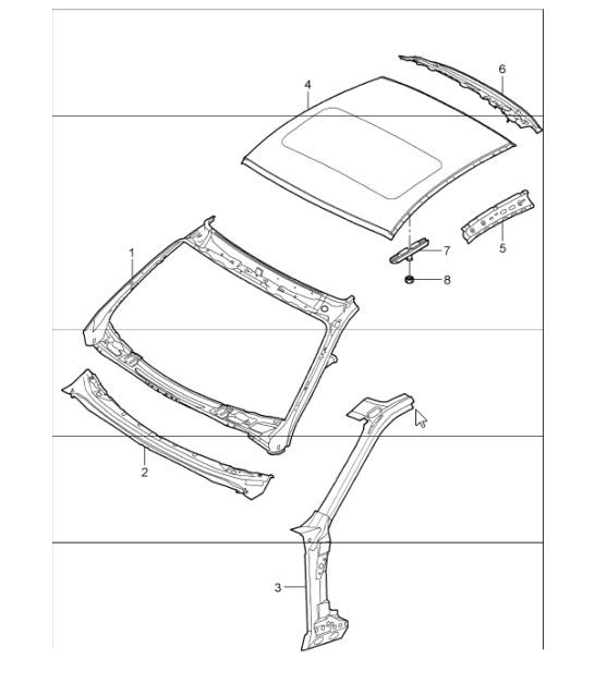 Diagram 801-45 Porsche 997 (911) MK1 2005-2008 Karosserie