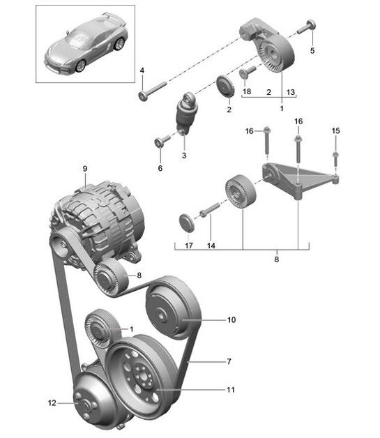 Diagram 101-010 Porsche Cayman 987C/981C (2005-2016) Engine