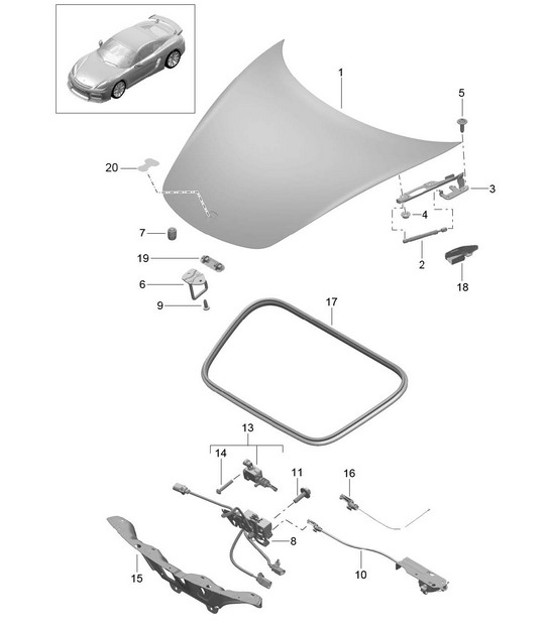 Diagram 803-000 Porsche Cayman 987C/981C (2005-2016) Body