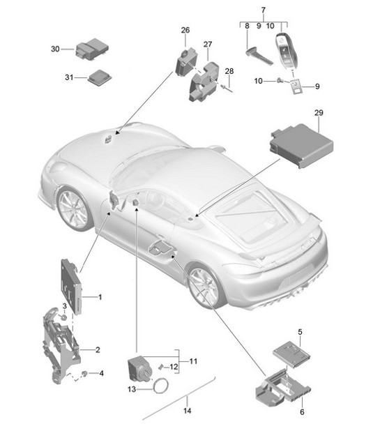 Diagram 901-004 Porsche Cayman 987C/981C (2005-2016) Electrical equipment